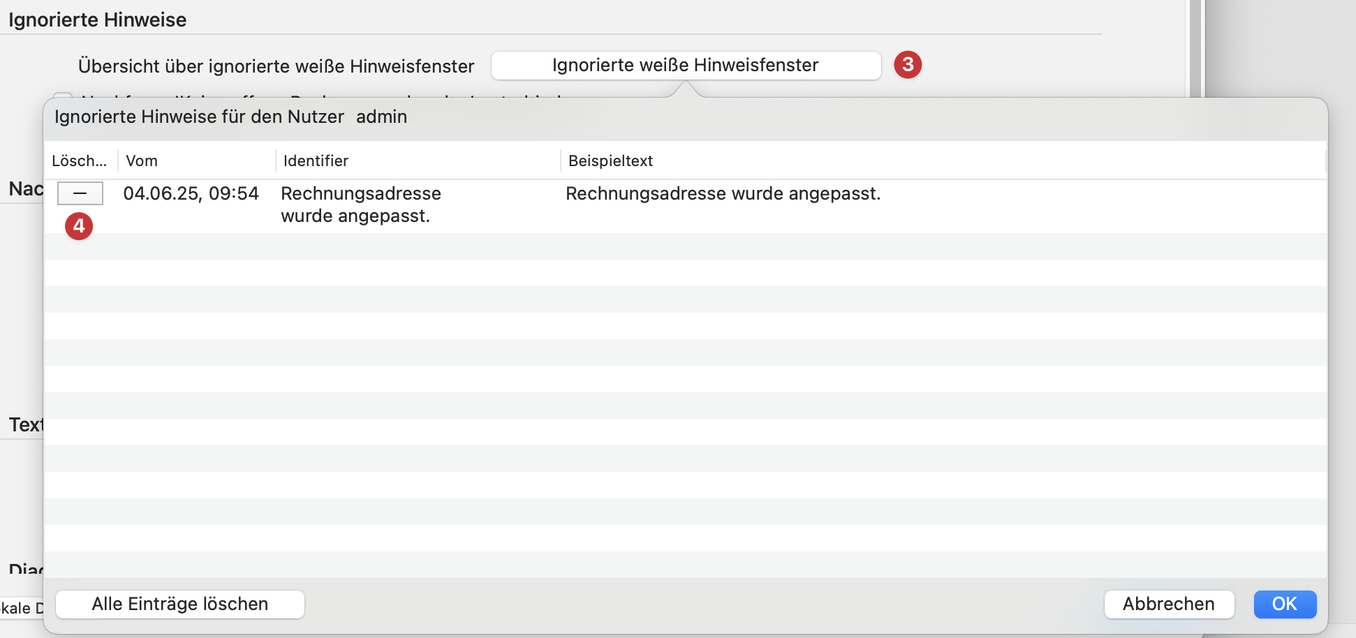tomedo handbuch tipps hinweis ausblenden liste