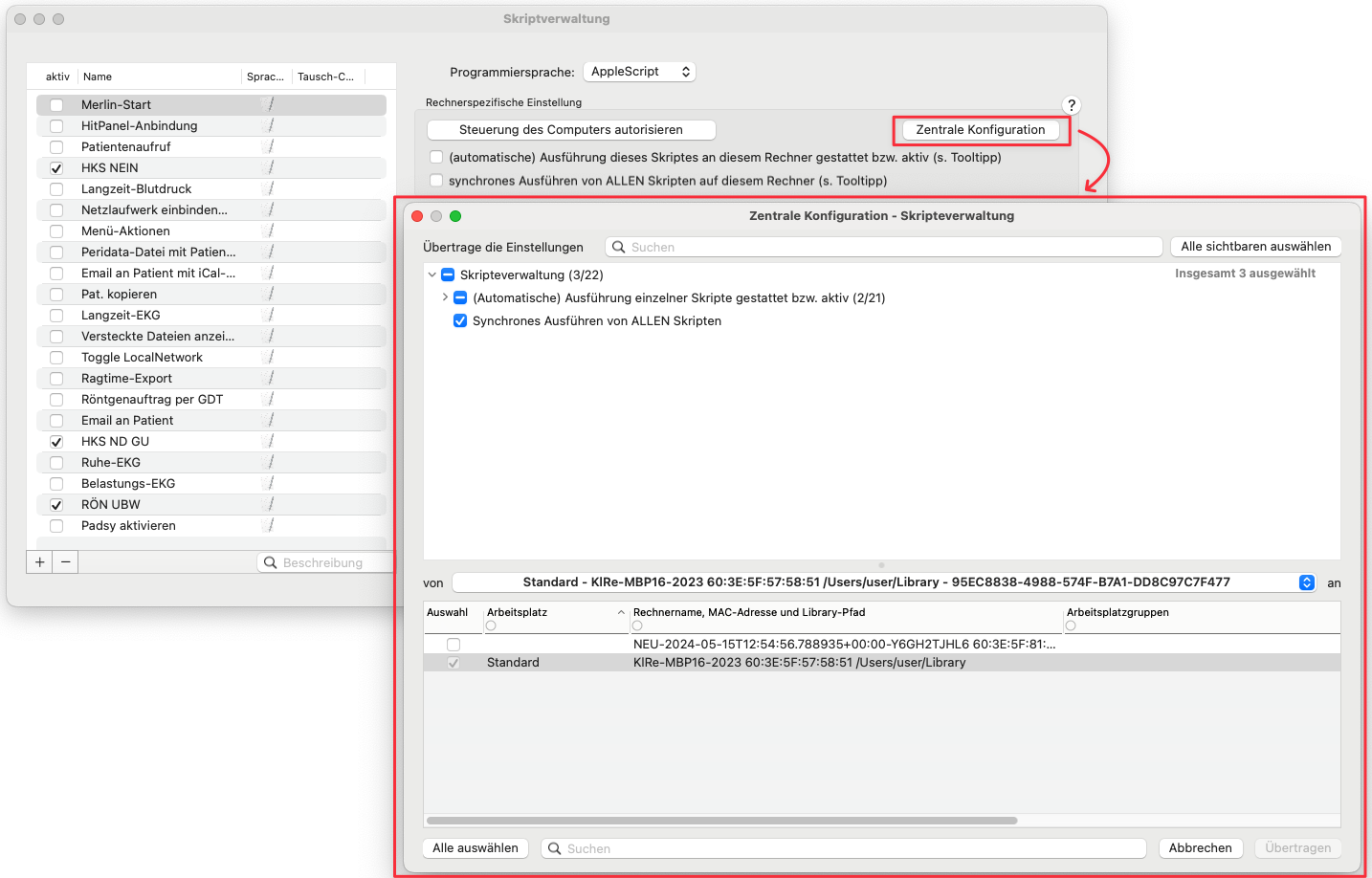 zentrale konfiguration skripteverwaltung changelog