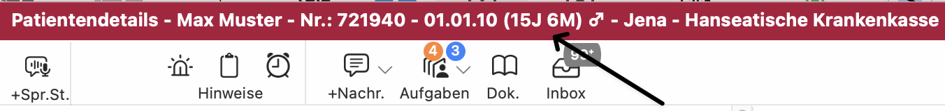 tomedo changelog 158 altersangabe