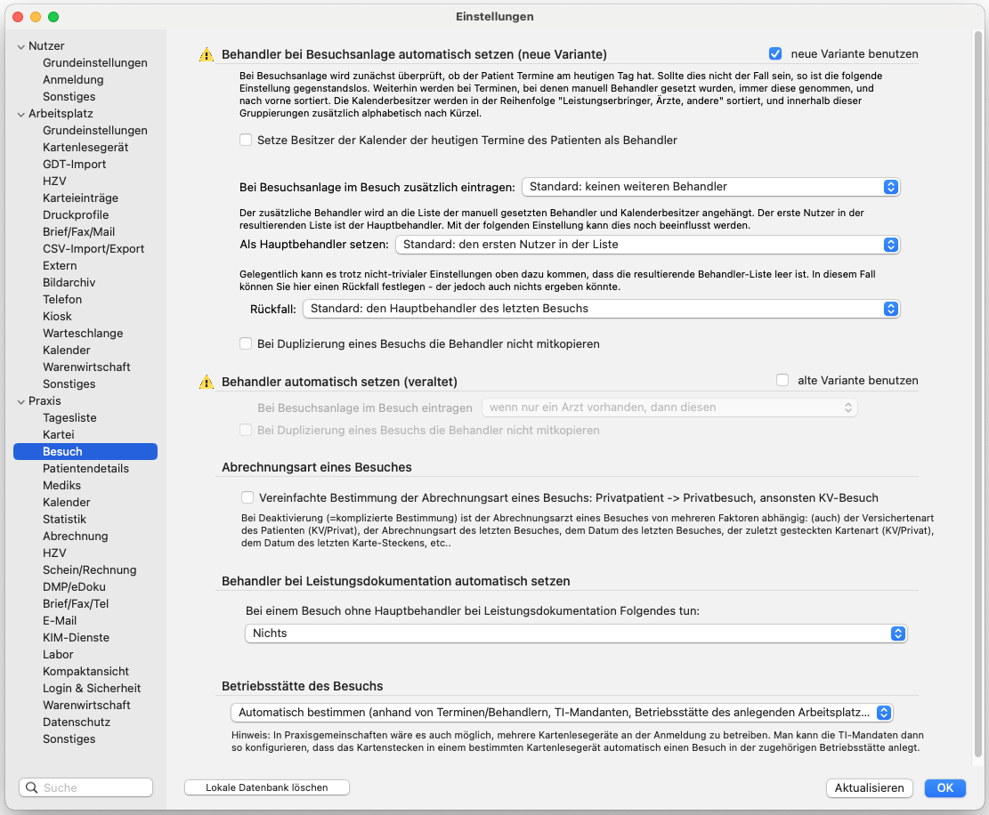tomedo changelog 158 einstellungen besuch
