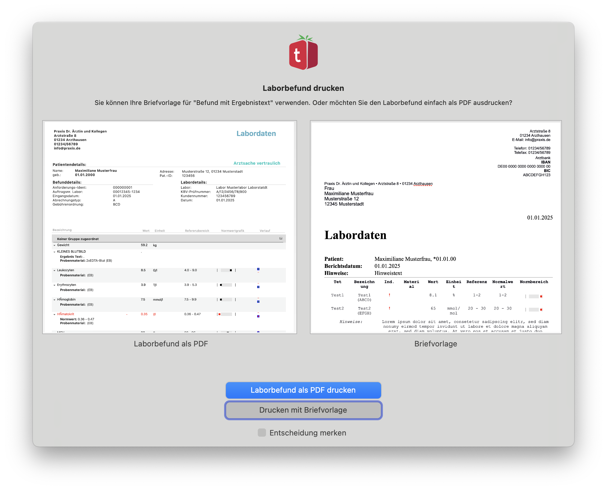 tomedo changelog 158 labor befund drucken