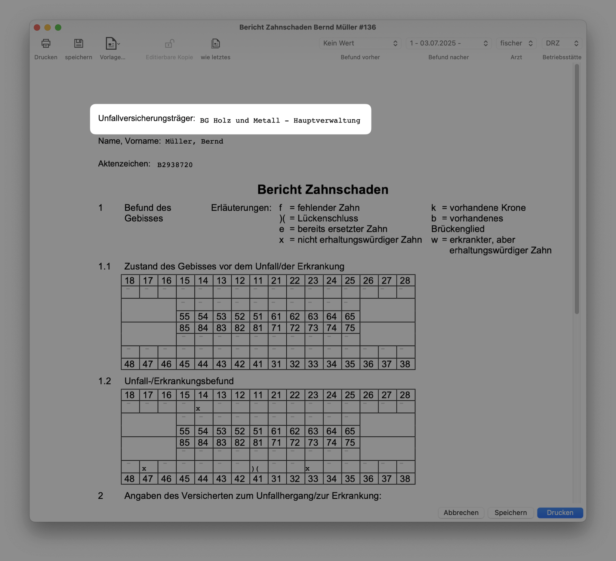 tomedo changelog v1 157 Zahnschaden Unfallversicherungstraeger
