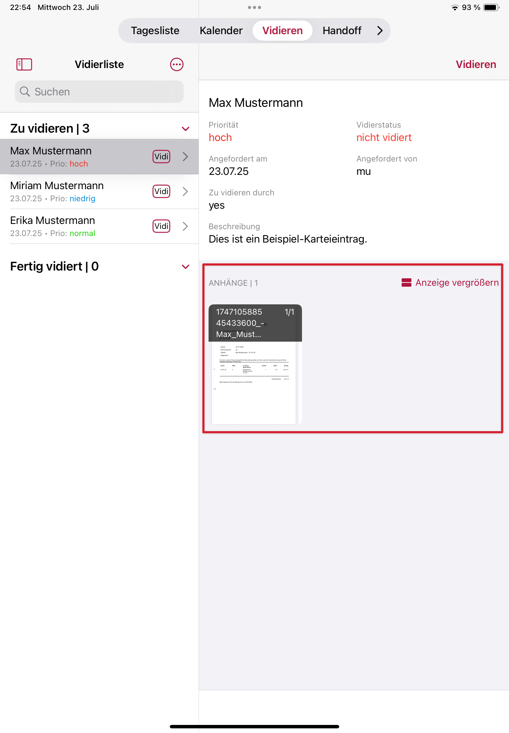 tomedo handbuch ios app vidierliste detailansicht anhang klein