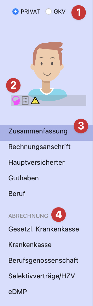 tomedo handbuch patientendetails seitenleiste