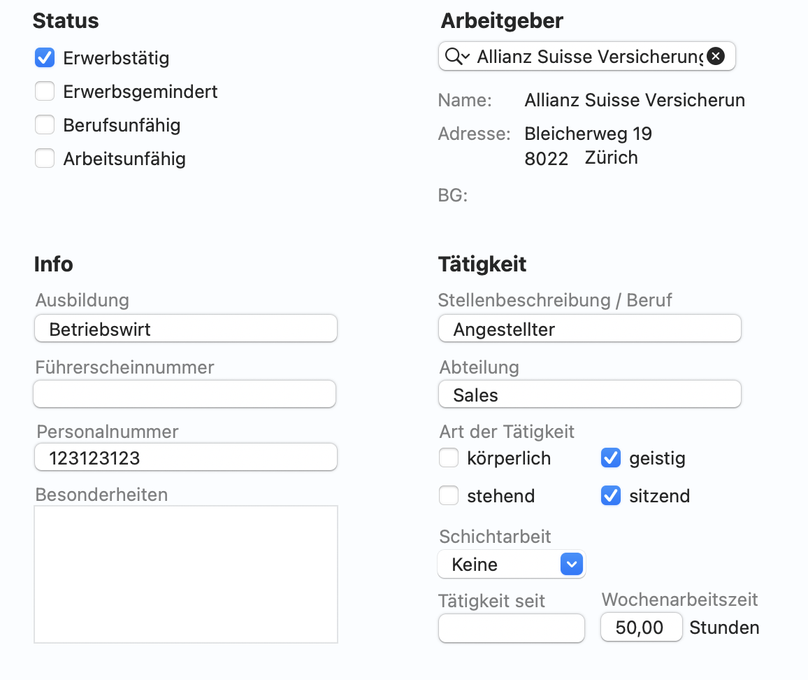 tomedo handbuch schweiz patientendetails beruf
