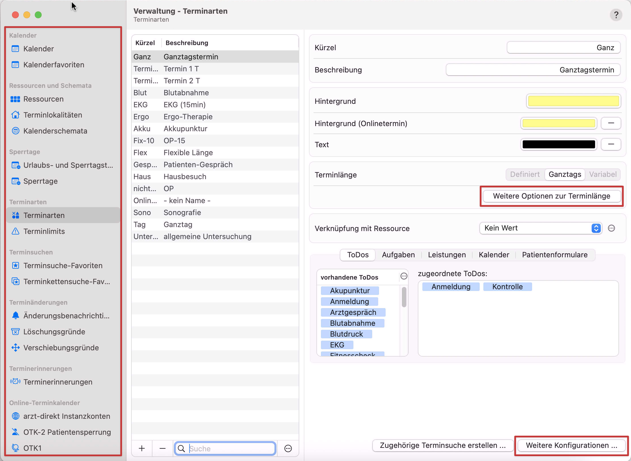 tomedo changelog kalender neue kalendereinstellungen verwaltungsfenster zusammengefasst