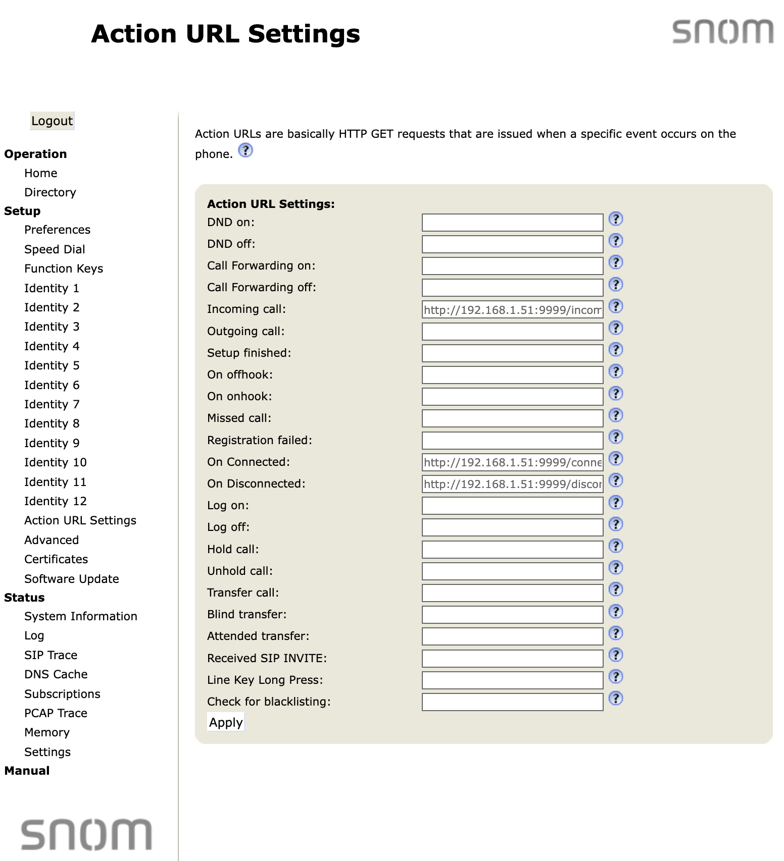 tomedo handbuch anruf panel snom einstellung snom