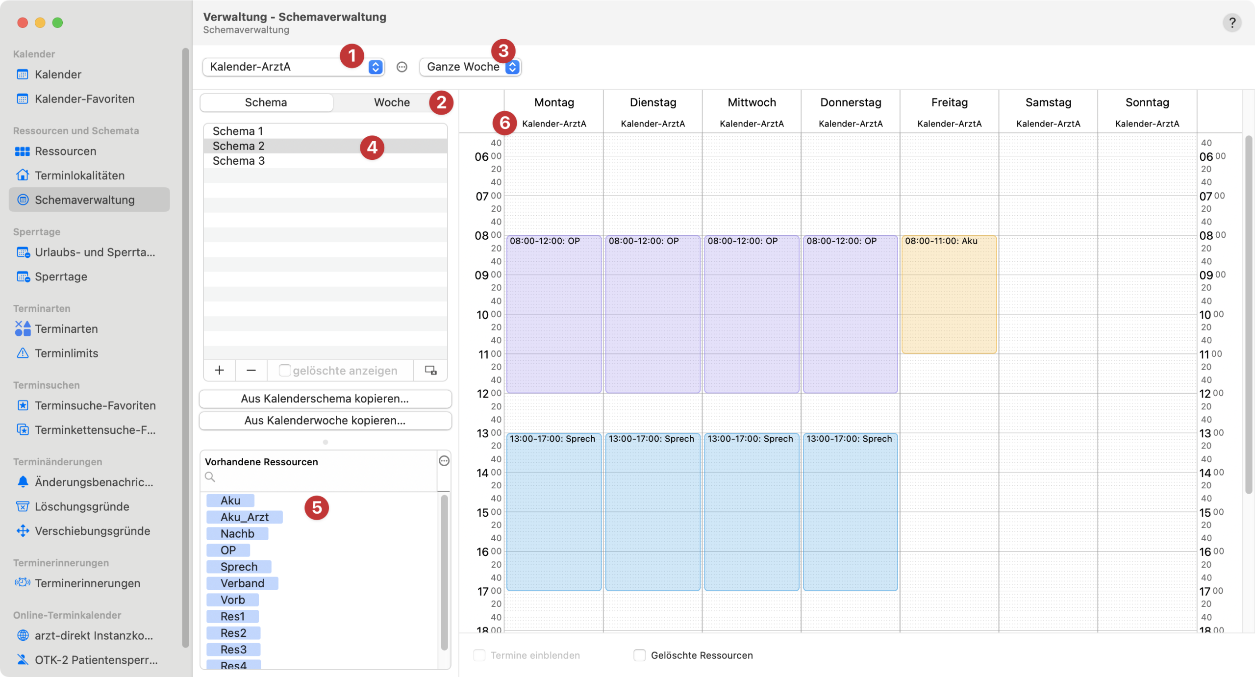 tomedo handbuch kalender neue einstellungen kalenderverwaltungen schemaverwaltung uebersicht scaled