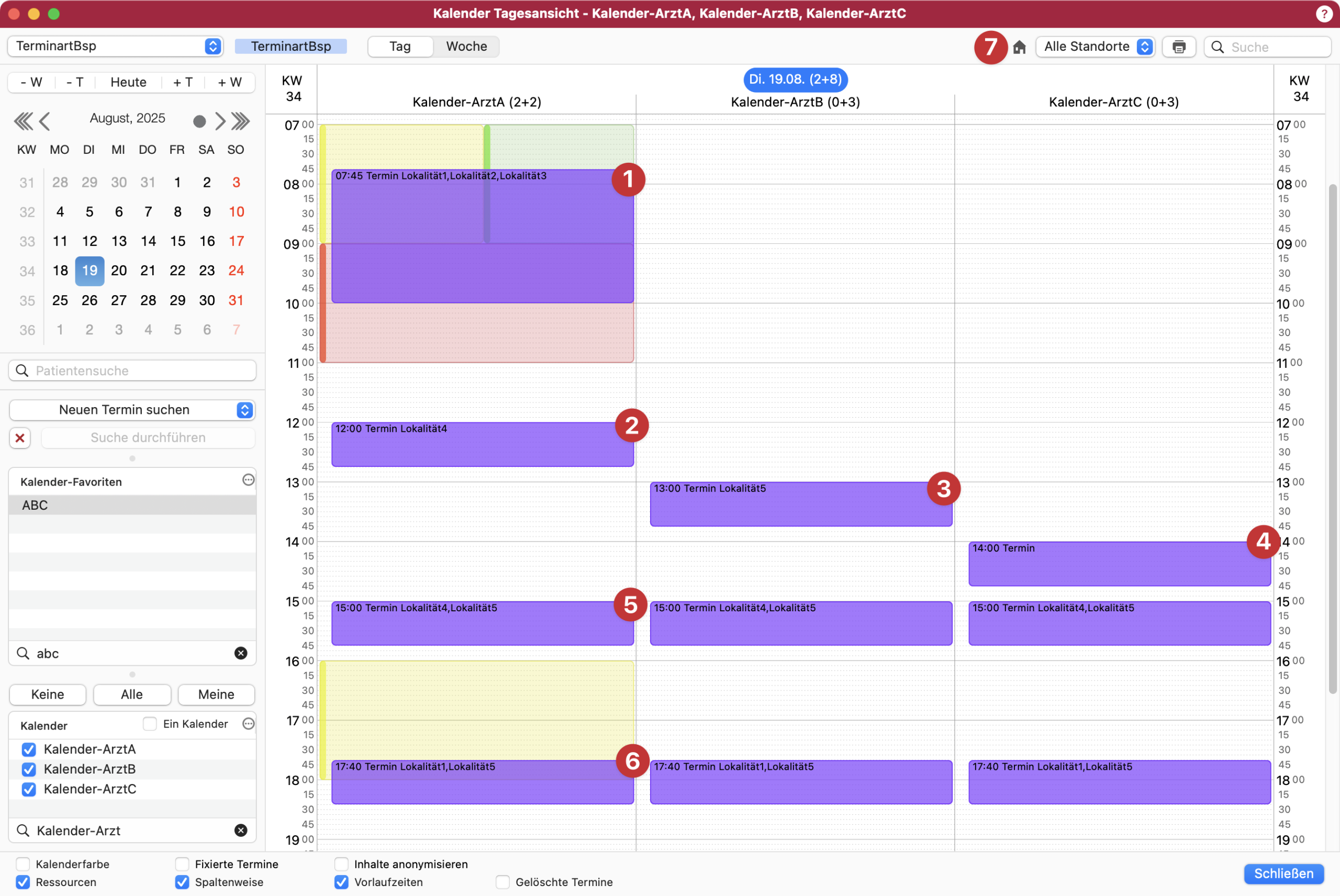 tomedo handbuch kalender neue einstellungen kalenderverwaltungen terminlokalitaeten erklaerung beispiele kalenderfenster scaled