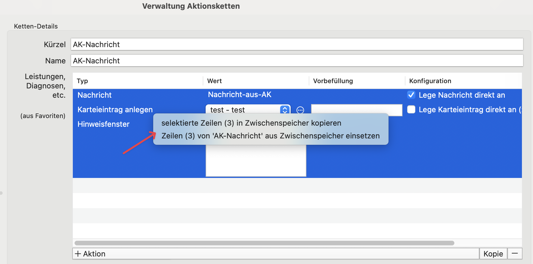 tomedo changelog 159 aktionsketten eintraege kopieren