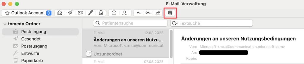 tomedo changelog 159 e mail drucken