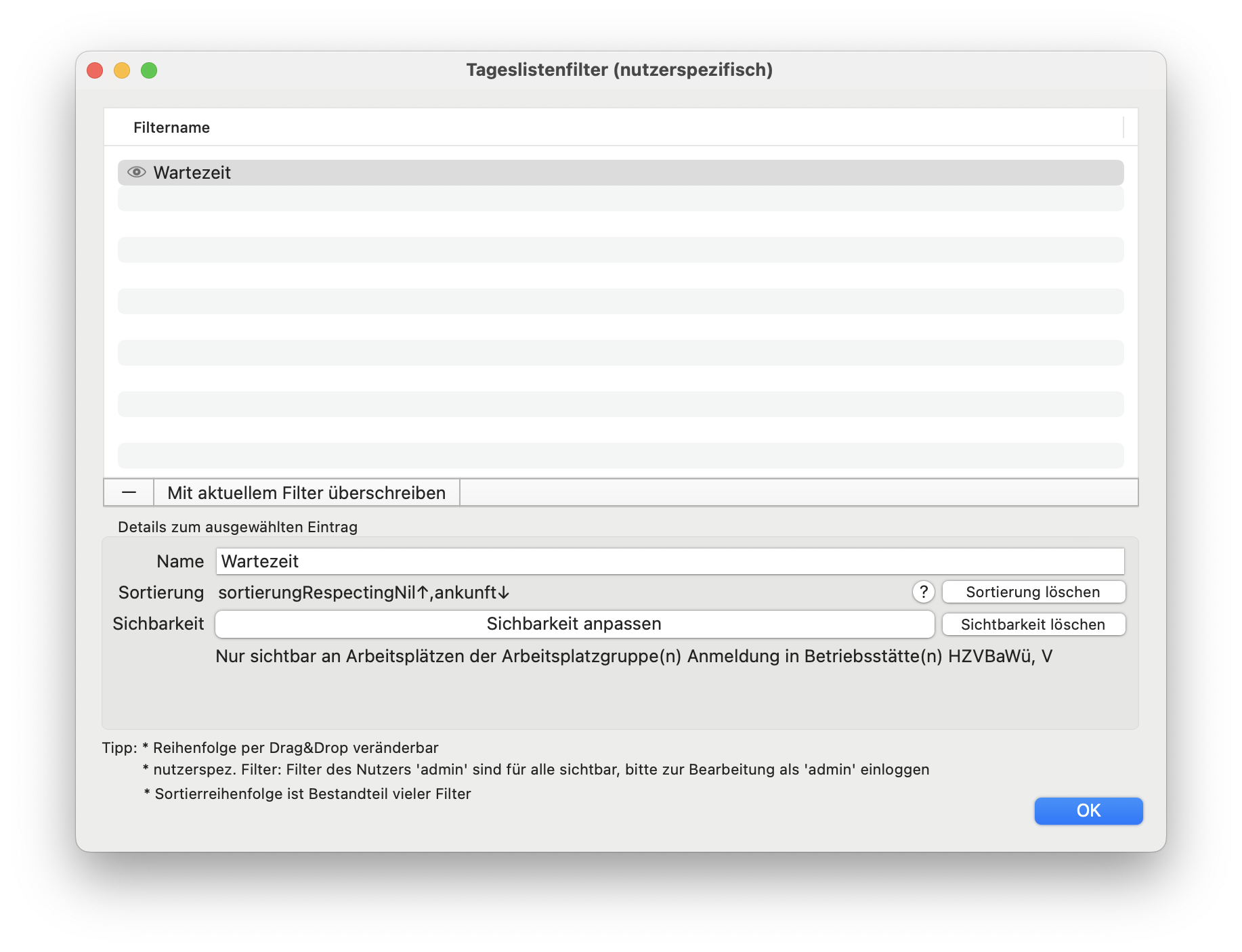 tomedo changelog 159 filterverwaltung