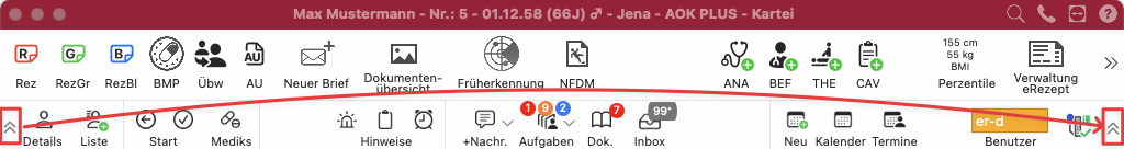 tomedo changelog 159 icon symbolleiste