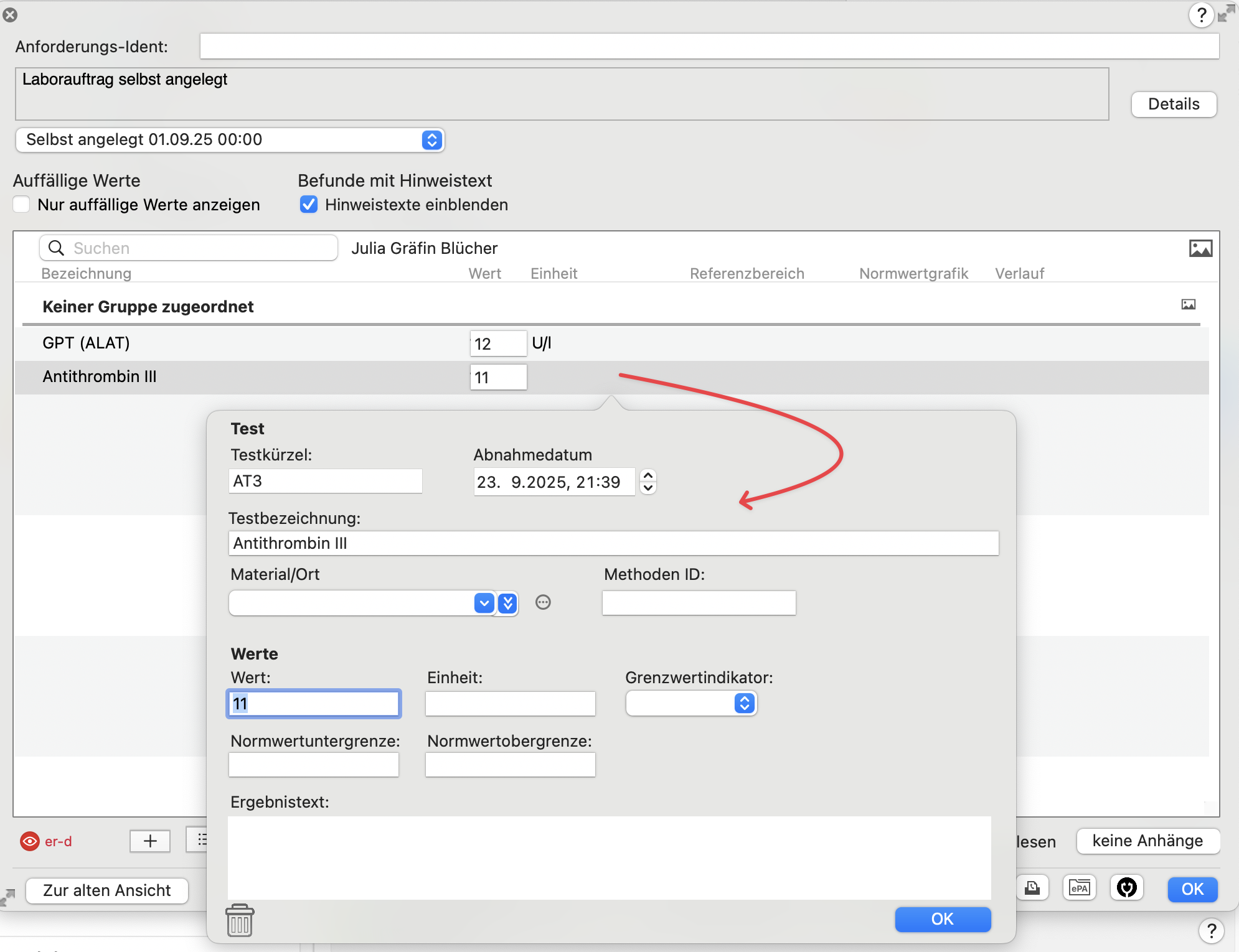 tomedo changelog 160 laborwerte