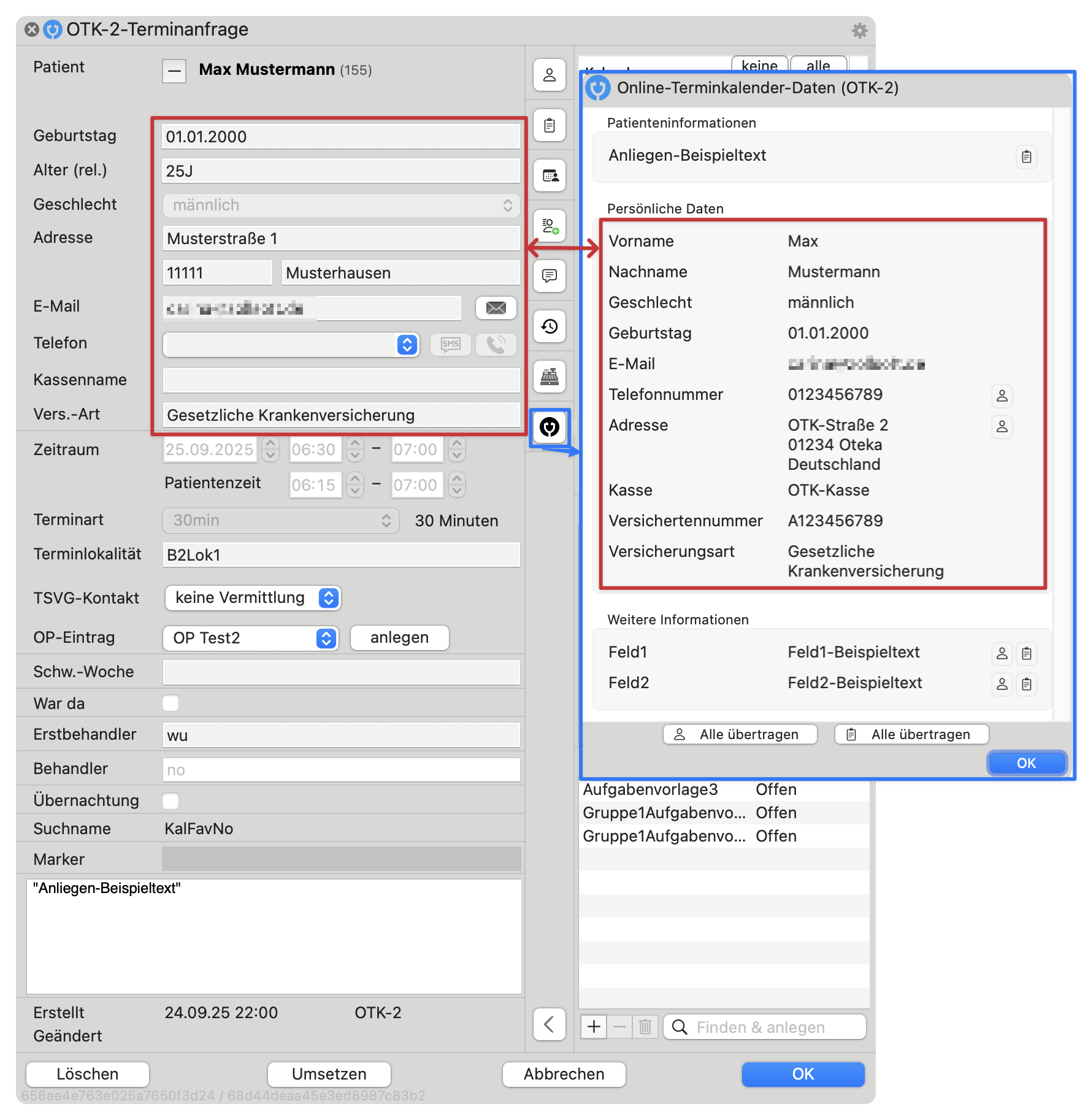 tomedo changelog kalender termindetails popover otk termin patientenzuweisung bestandspatientendaten vs otkdaten