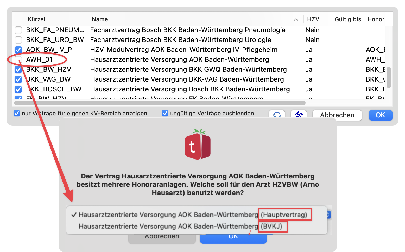 tomedo handbuch hzv modul nutzerverwaltung vertraege honorar