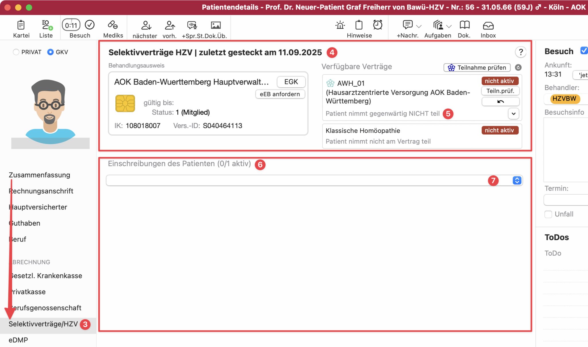 tomedo handbuch hzv modul patienteneinschreibung einschreibung aufteilung 6