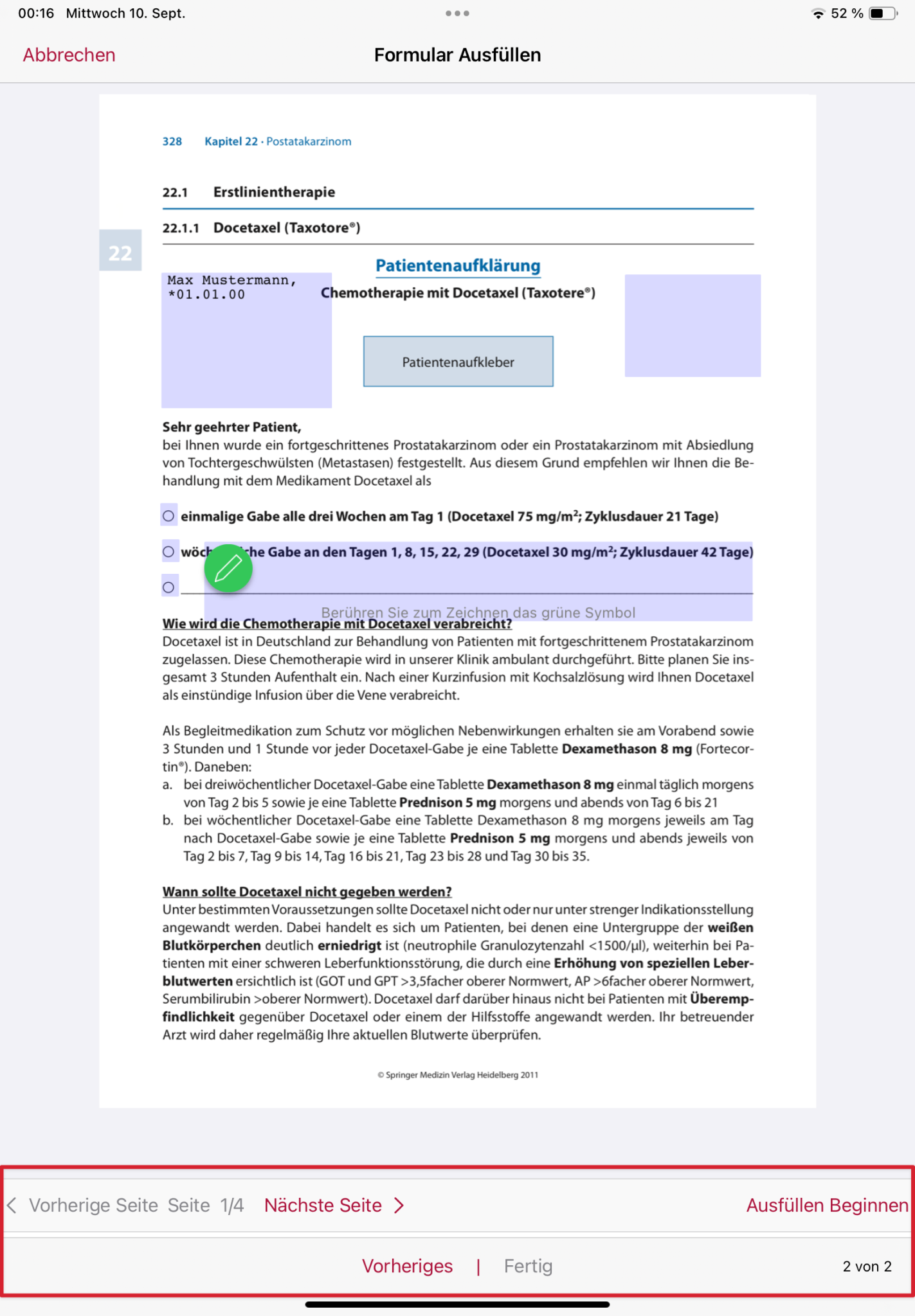 tomedo handbuch ios app handoff dokument bearbeitung custom formulare funktionen