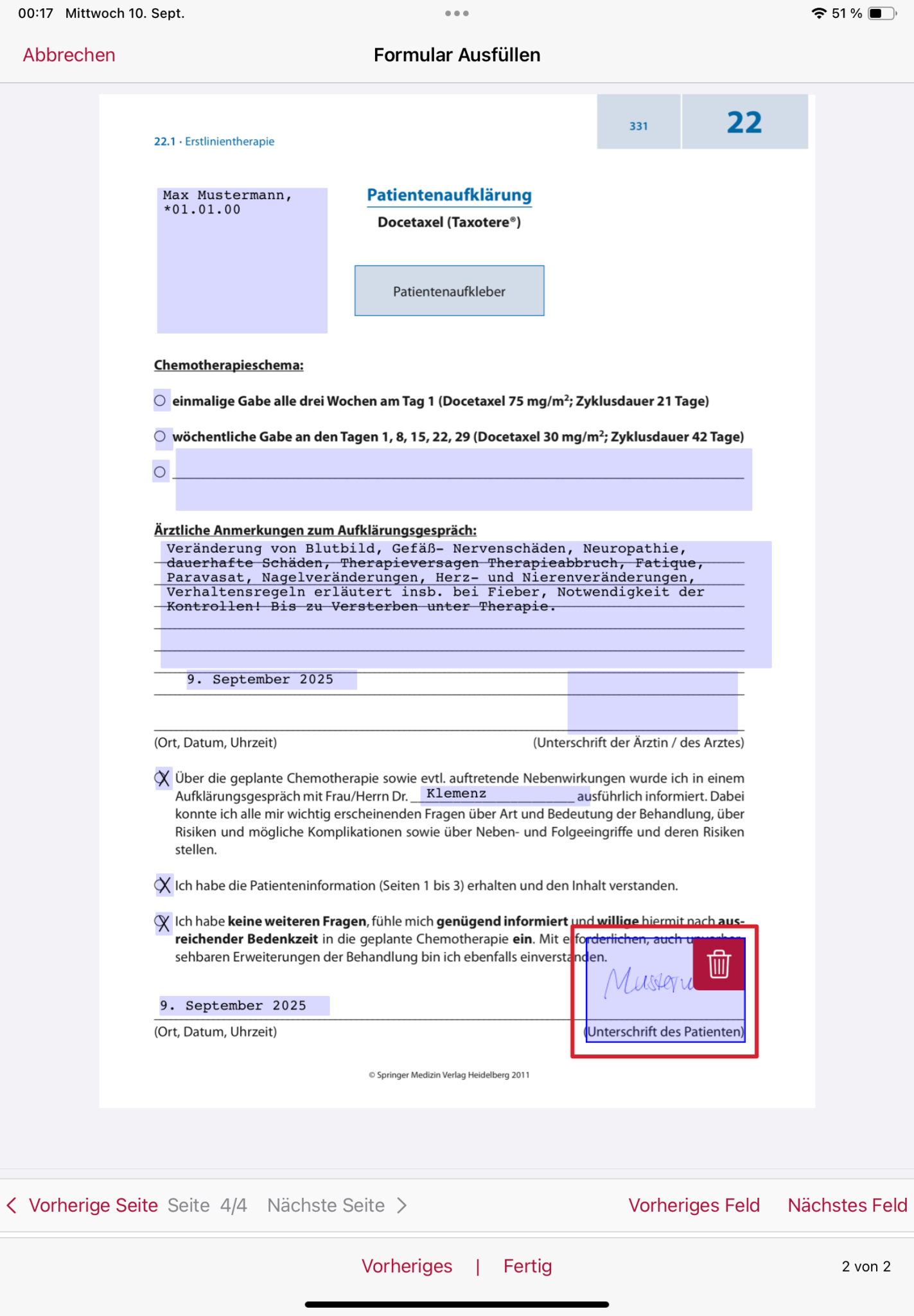 tomedo handbuch ios app handoff dokument bearbeitung custom formulare unterschrift nach speichern