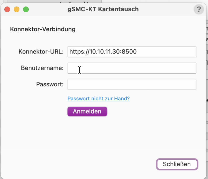 Anmeldung Konnektor