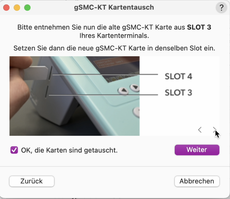 Slot und Entnahme Orga