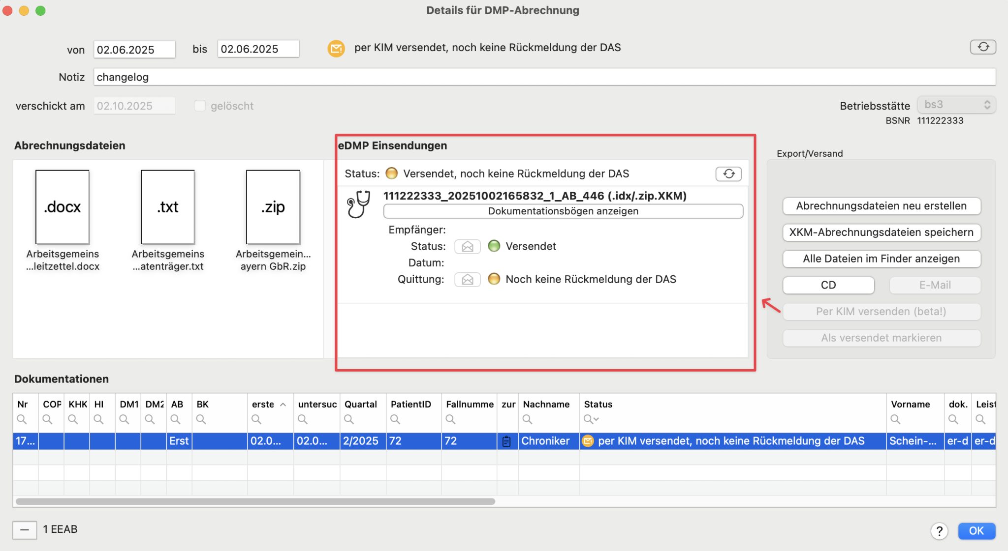 tomedo handbuch edmp kim status versendet
