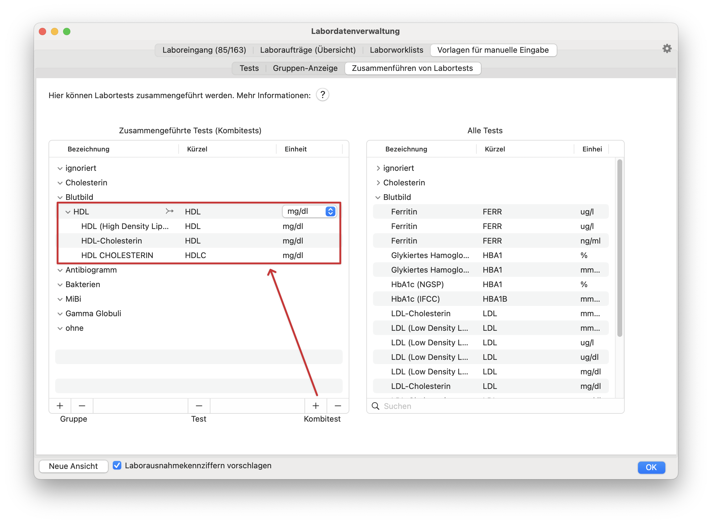 tomedo changelog 161 labor kombitest