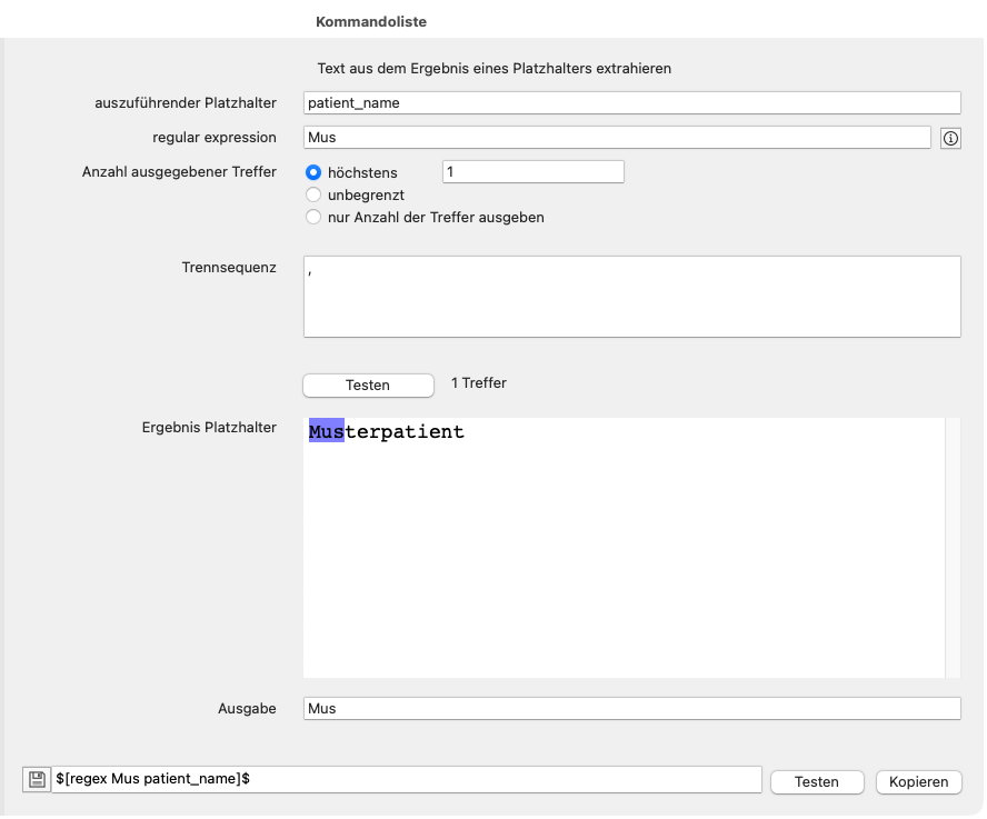 tomedo handbuch briefschreibung regex kommando konfigurator bild changelog
