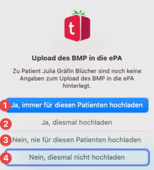 tomedo handbuch ePA abfragedialog berechtigung keine Auswahl