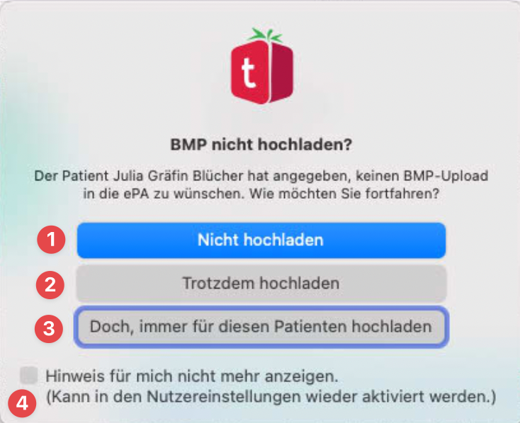 tomedo handbuch ePA abfragedialog berechtigung