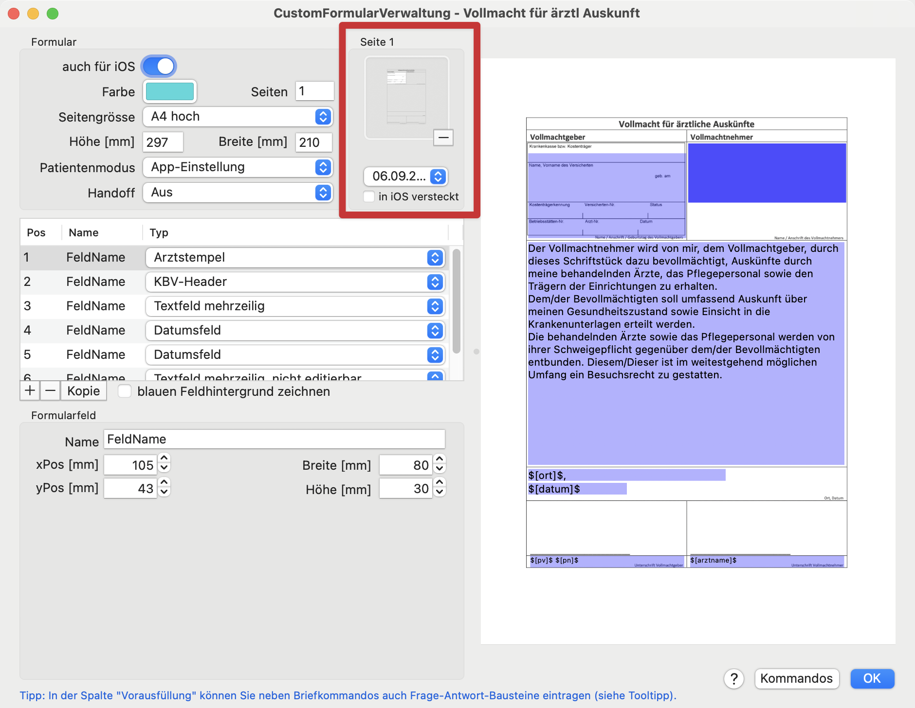 tomedo handbuch formulare customformulare hintergrundbild 1