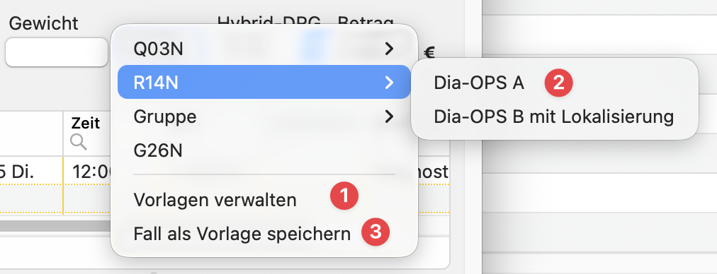 tomedo handbuch hdrg kartei vorlagen auswahlmenue