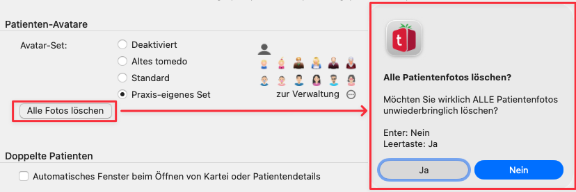 tomedo changelgo 162 Patienten Avatare loeschen