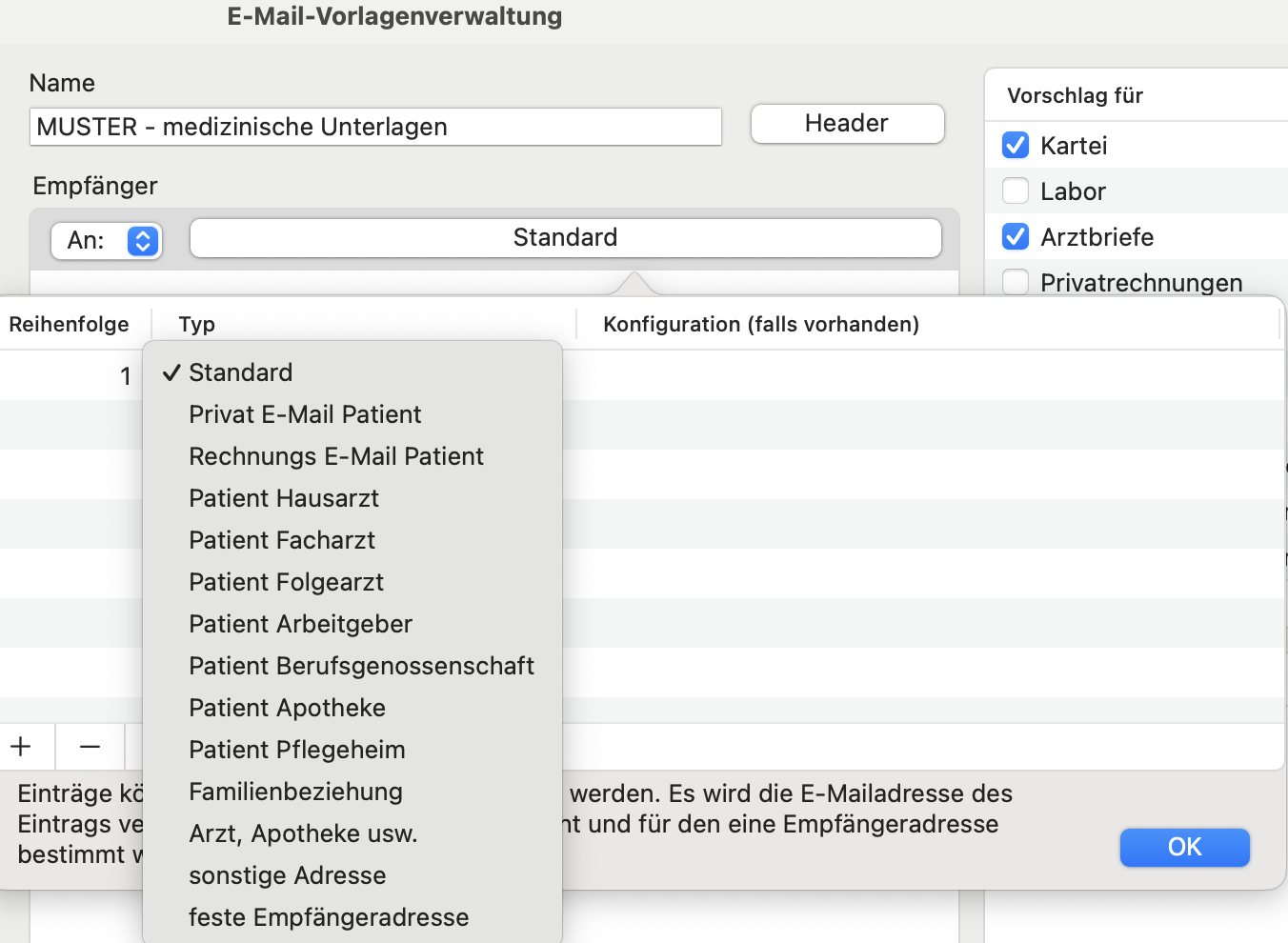 tomedo changelog 162 e mail vorlagenverwaltung empfaaenger