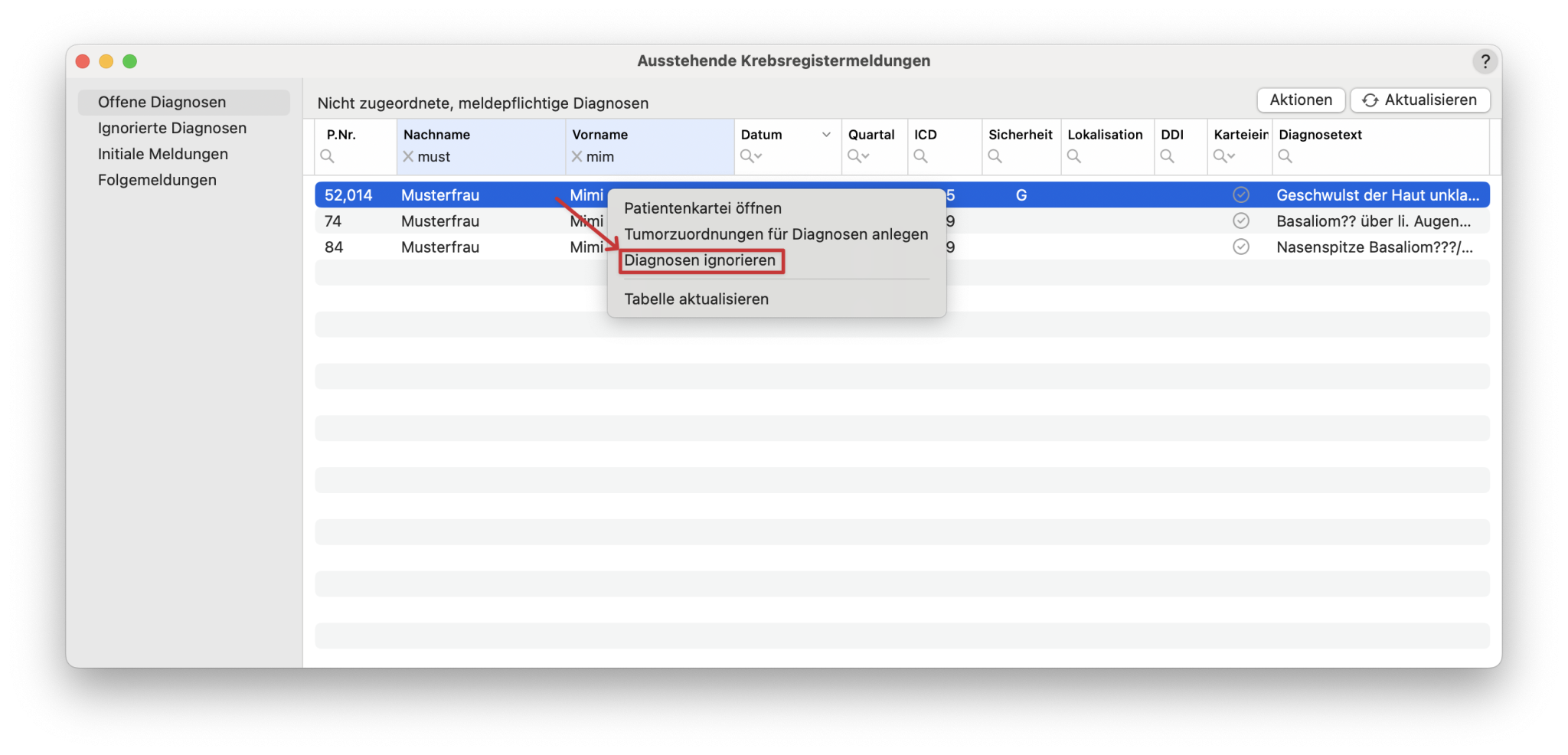 tomedo changelog 162 krm diagnose ignorieren