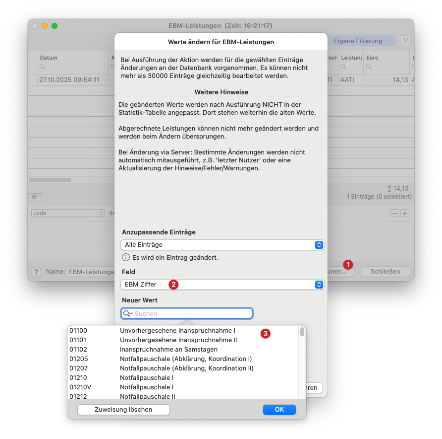 tomedo changelog 162 statistik werte aendern ebm ziffer
