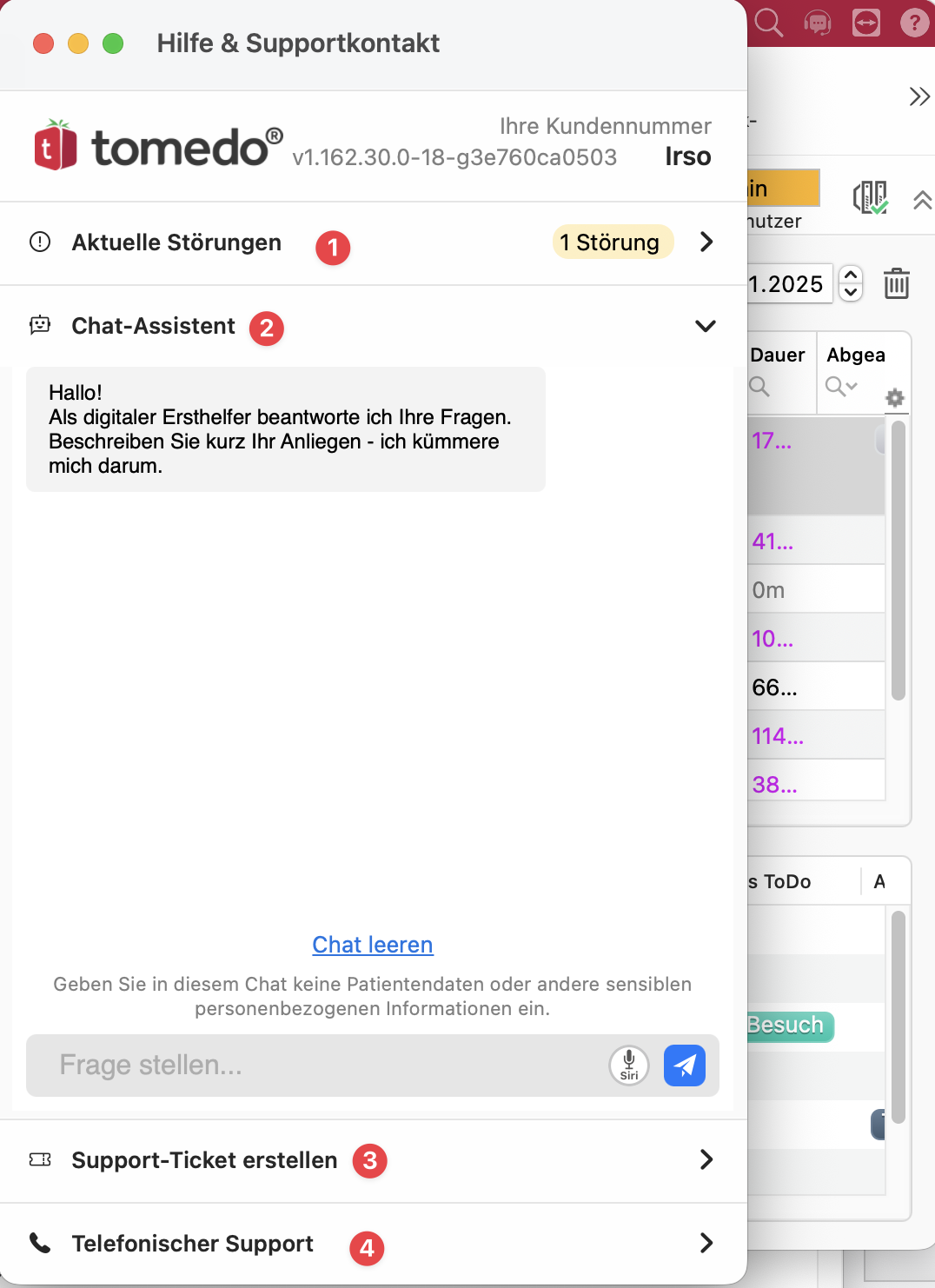 tomedo changelog 162 support fenster tomedo