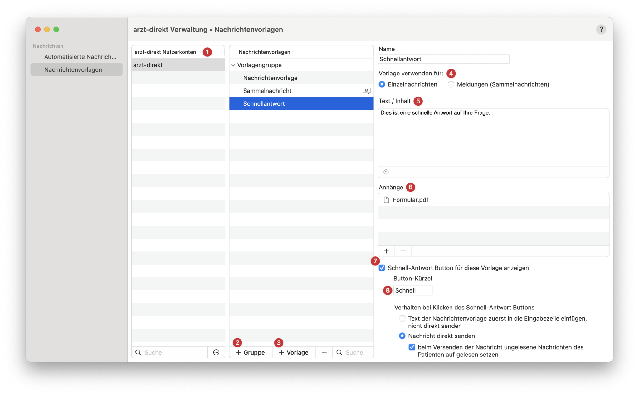 tomedo handbuch ad messenger vorlagen konfiguration