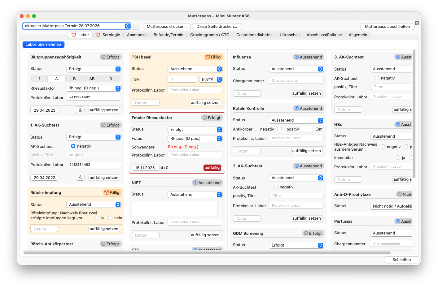 tomedo handbuch mutterpass labor