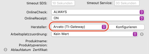 Gateway Einstellung