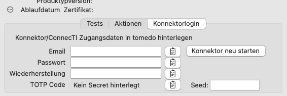 Gatewway Zugangsdaten tomedo