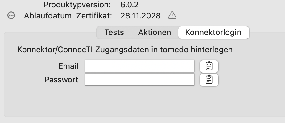 Konnektorlogin Zugangsdaten
