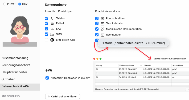 tomedo changelog 164 historie patientendetails