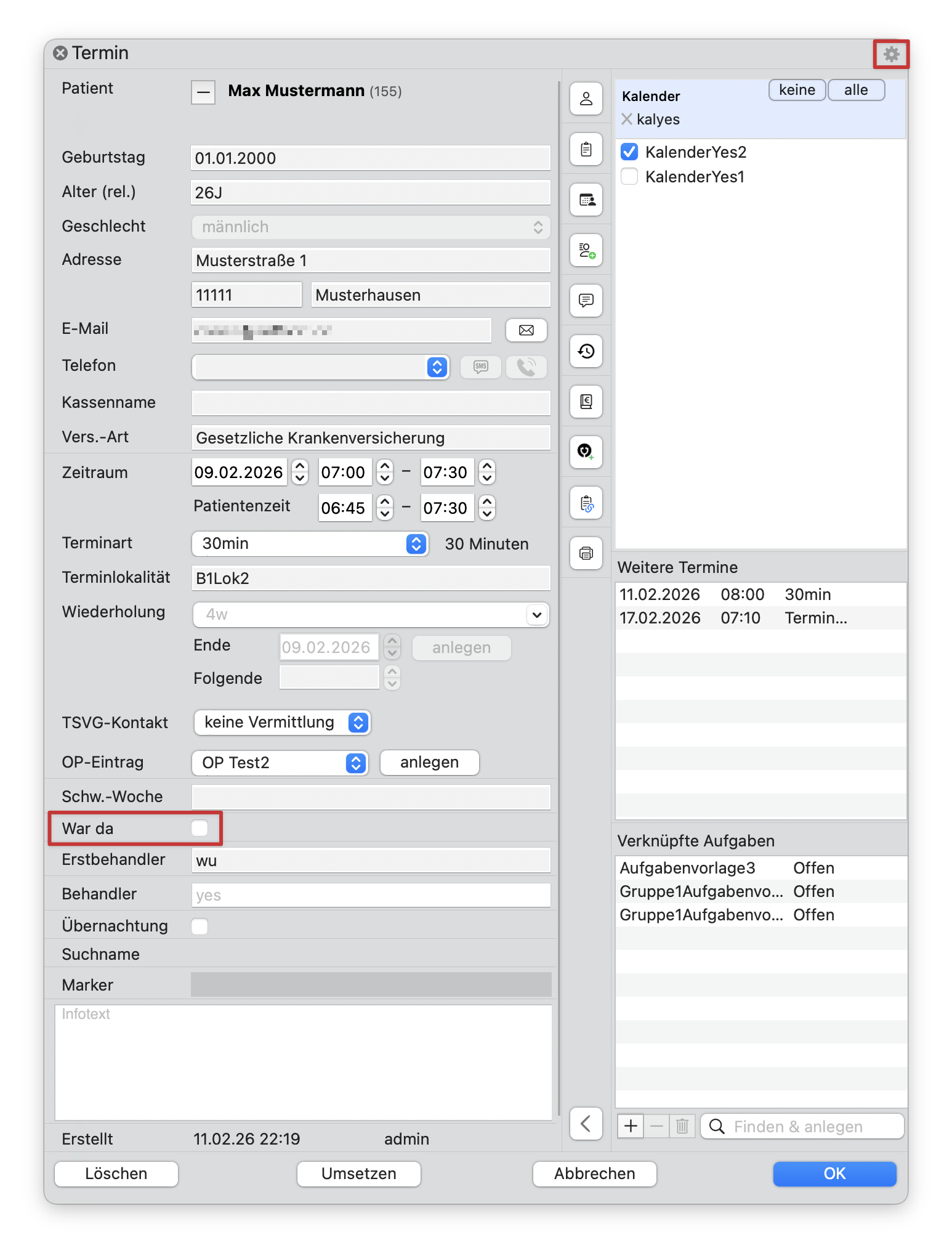 tomedo handbuch kalender patientenverstoesse verpasste termine termindetails popover war da